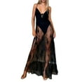 thumbnail image 1 of Femmes Robes Dentelle Sans Manches V Cou Mesh Pure Voir à Travers Cover Ups Robe Robes de Soirée Décontractée, 1 of 5