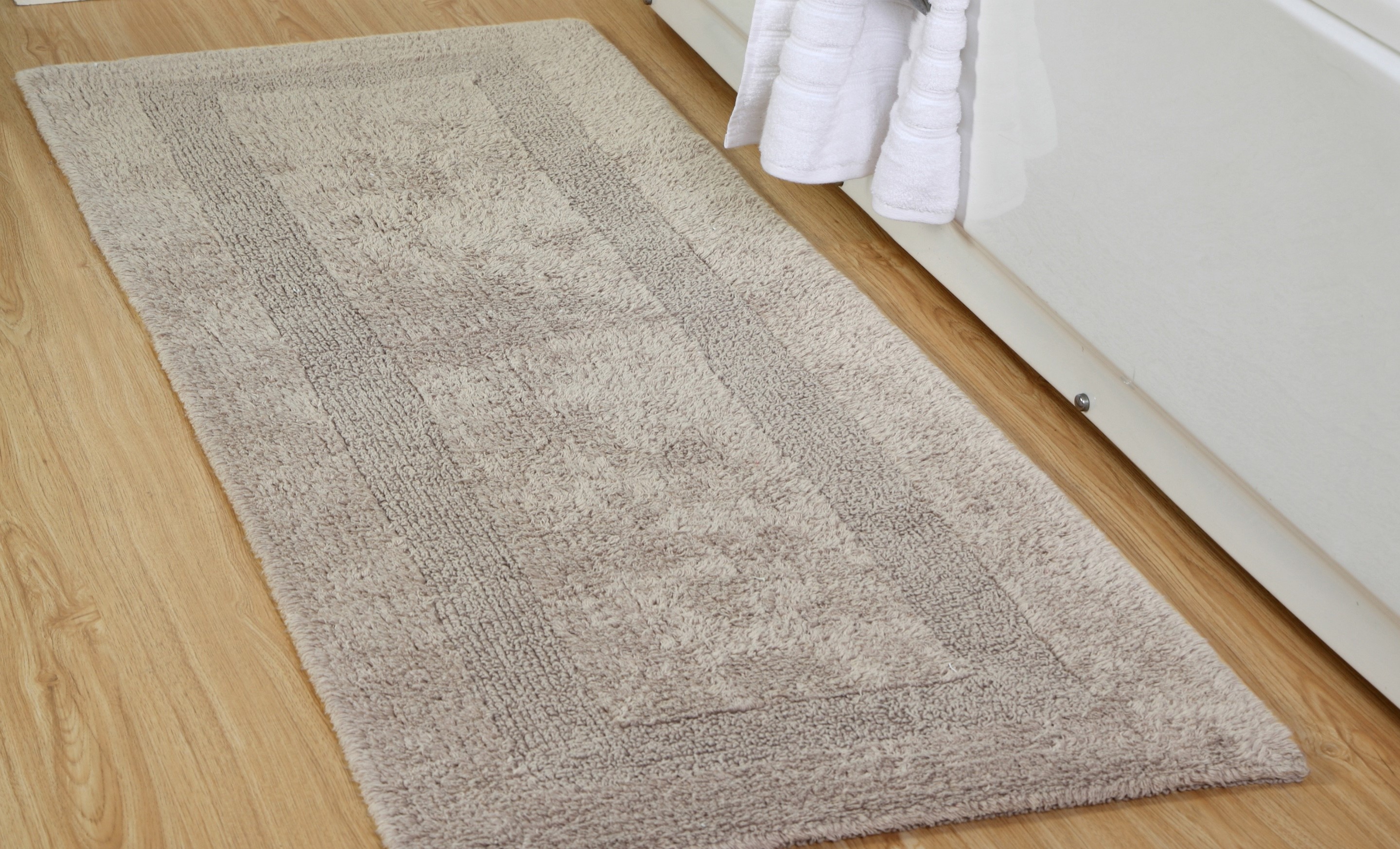 Addy Home 100 Cotton Loop Textured Reversible Bath Rug Taupe (24 In