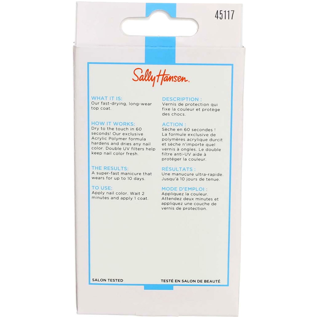 Sally Hansen Insta-Dri Nail Top Coat Liquid, Clear Transparent, 2.1 ounces (4 pack) (Bundle)
