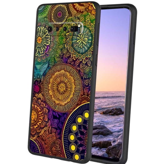 Colorful-Mandala-42 Phone Case, Degined for Samsung Galaxy S10+ Plus Case Men Women, Flexible Silicone Shockproof Case for Samsung Galaxy S10+ Plus