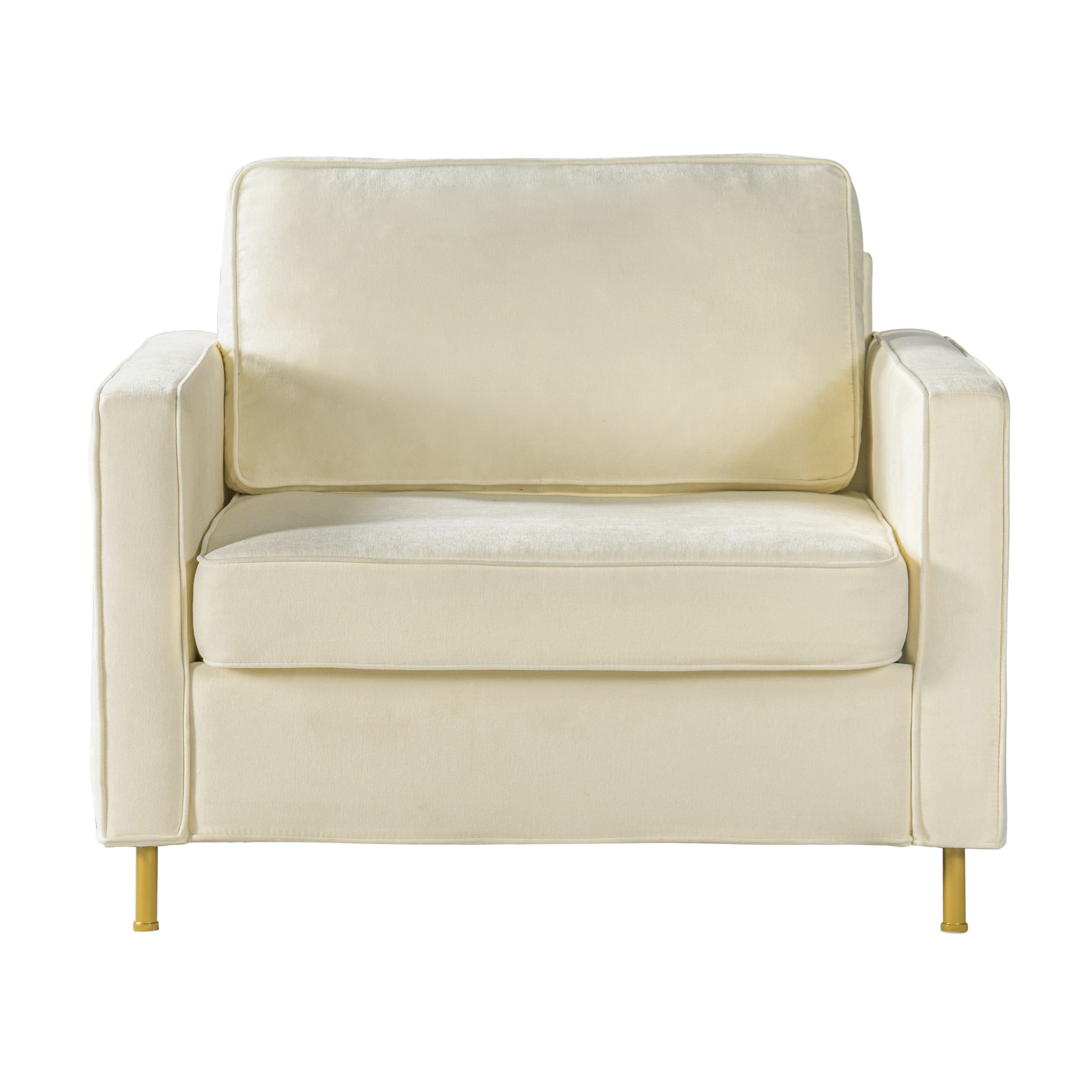 Christopher Knight Home Modern Chenille Upholstered Single Sofa with Square Arms, Pillow Back, Beige