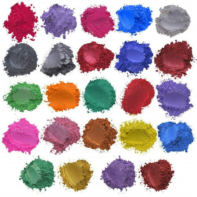 HLONK 24 Kinds Of Metallic Epoxy Color X5 Grams Soap Color Set Colored Pigment Mica Powder Metallic Epoxy Color Paint Slight Glitter
