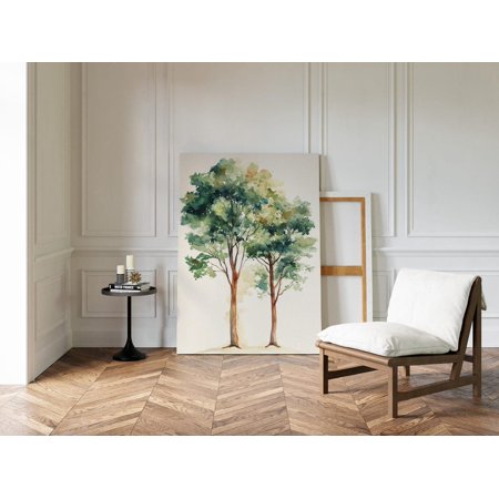 Pair Of Tall Trees Watercolor Art Green Forest Tree Illustration Nature Wall Decor Botanical Landscape Art Woodland Tree Painting Wall Art Modern Wall Decor 8x12 UNFRAMED