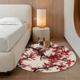 thumbnail image 2 of Red Flowers Round Area Rug 3Ft Washable Small Circle Rugs for Kitchen Entryway, Chinese Plum Blossoms Traditional Ink Painting Non-Slip Carpet Floor Mats Indoor Outdoor Carpet Runner Home Decor, 2 of 8