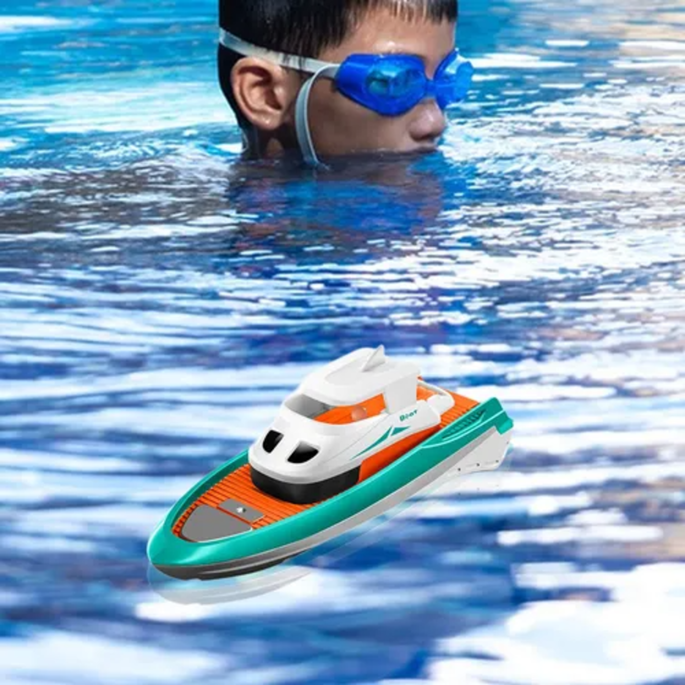 RC Rescue Ship, Funtogether Toys, Tugboat with Working Lights & Dual Propellers, Rechargeable Pool Toy