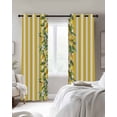 thumbnail image 3 of Yellow Lemon Stripes Blackout Curtains, Light Blocking Print Window Curtains, Summer Spring Fruit Flowers Leaves Thermal Insulated Window Drapes for Living Room Kitchen Cafe 2 Panels, 55"W x 39"L, 3 of 9