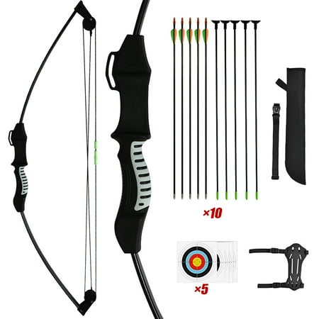 Runzkzy Youth Beginner Archery Set Bow and arrow Fiberglass Arrows Quiver Silicone Arm Guard