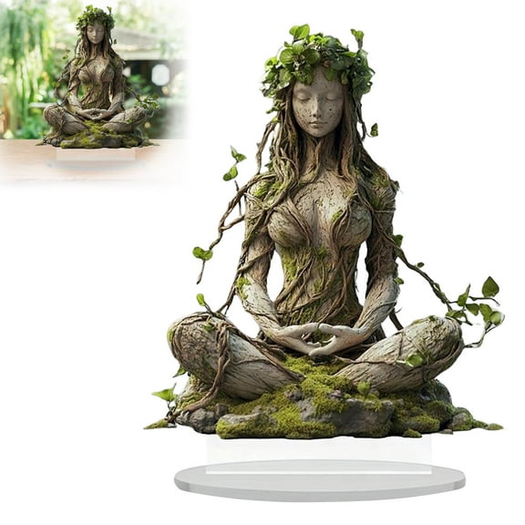 Olilia Tree Girl Figurine, Acrylic Standee, Tree Girl Meditating Figurine, Promotes Relaxation And Is Suitable for Office, Desktop, Home Decoration, And Holiday Gifts.