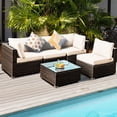 thumbnail image 4 of Gymax 5PCS Rattan Patio Conversation Set Sofa Furniture Set w/ White Cushions, 4 of 10