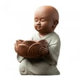 thumbnail image 3 of Portavelas de cerámica con estatua de pequeño monje, adorable para porches delanteros Estilo A BLESIY estatua al aire libre, 3 of 8