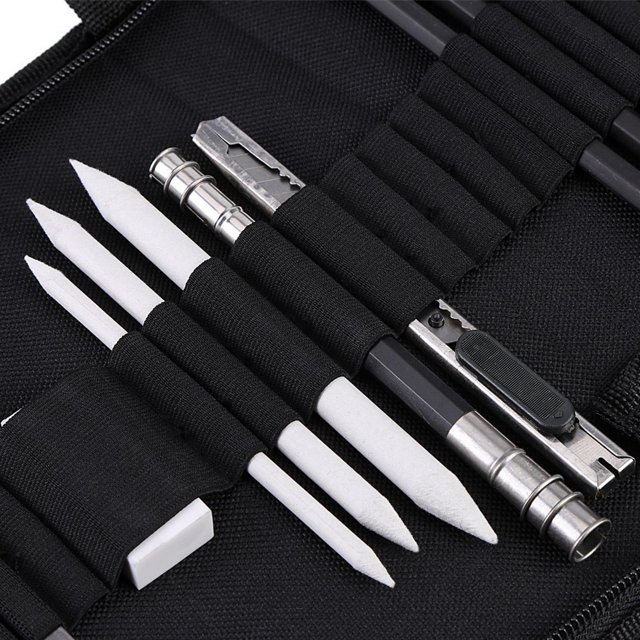 Dioche Drawing Set,33pcs H&B Sketching Pencils Drawing and Sketch Kit Set with Erasers Charcoal Stick Sharpener, Sketch Pencil Set