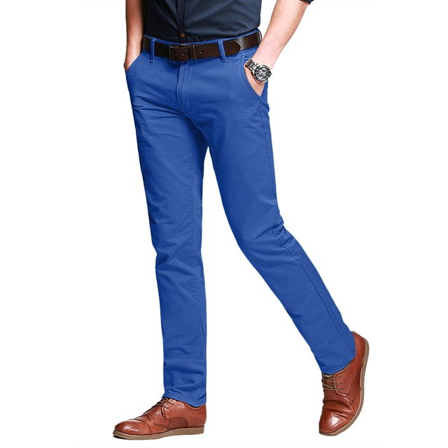 Pantalones Casual Ajustados de Hombre, Corte Entallado y Cónico, Elásticos, Color Índigo 8050