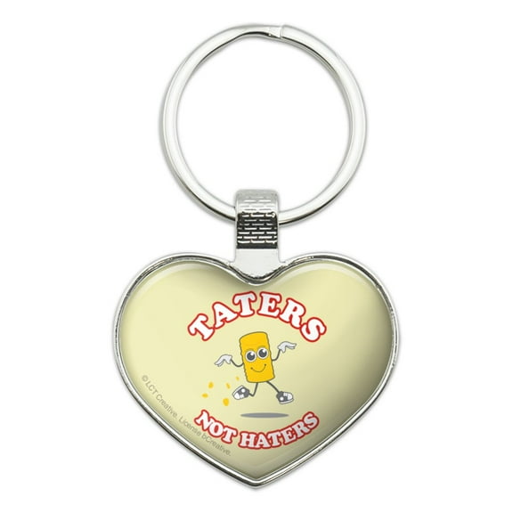 Taters Not Haters Tots Funny Humor Keychain Heart Love Metal Key Chain Ring