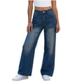thumbnail image 2 of Qiyinn Women Barrel Jeans for Trendy High Waisted Wide Leg Baggy Cropped Relax Fit Stretch Denim Trouser Ankle Pants, 2 of 6