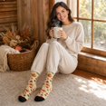 thumbnail image 5 of Thanksgiving Coral Fleece Crew Socks, Mid Calf Plush Cozy Socks With Heart And Mushroom Pattern, Soft Fuzzy House Socks For Women, Warm Winter Socks, Cute Gift Socks, Non Slip Fluffy Sleep Socks, 5 of 5