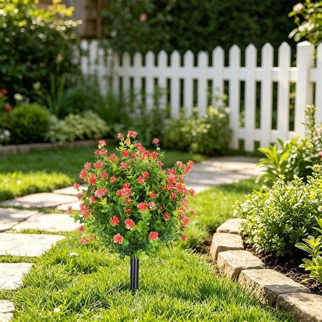 Árbol Artificial Realista de 50 Cm (20 Pulgadas) para Colocar En El Suelo, Ideal para Decoración de Jardines Exteriores. Estaca de Plástico Realista para Céspedes, Caminos y Paisajismo, Perfecta para