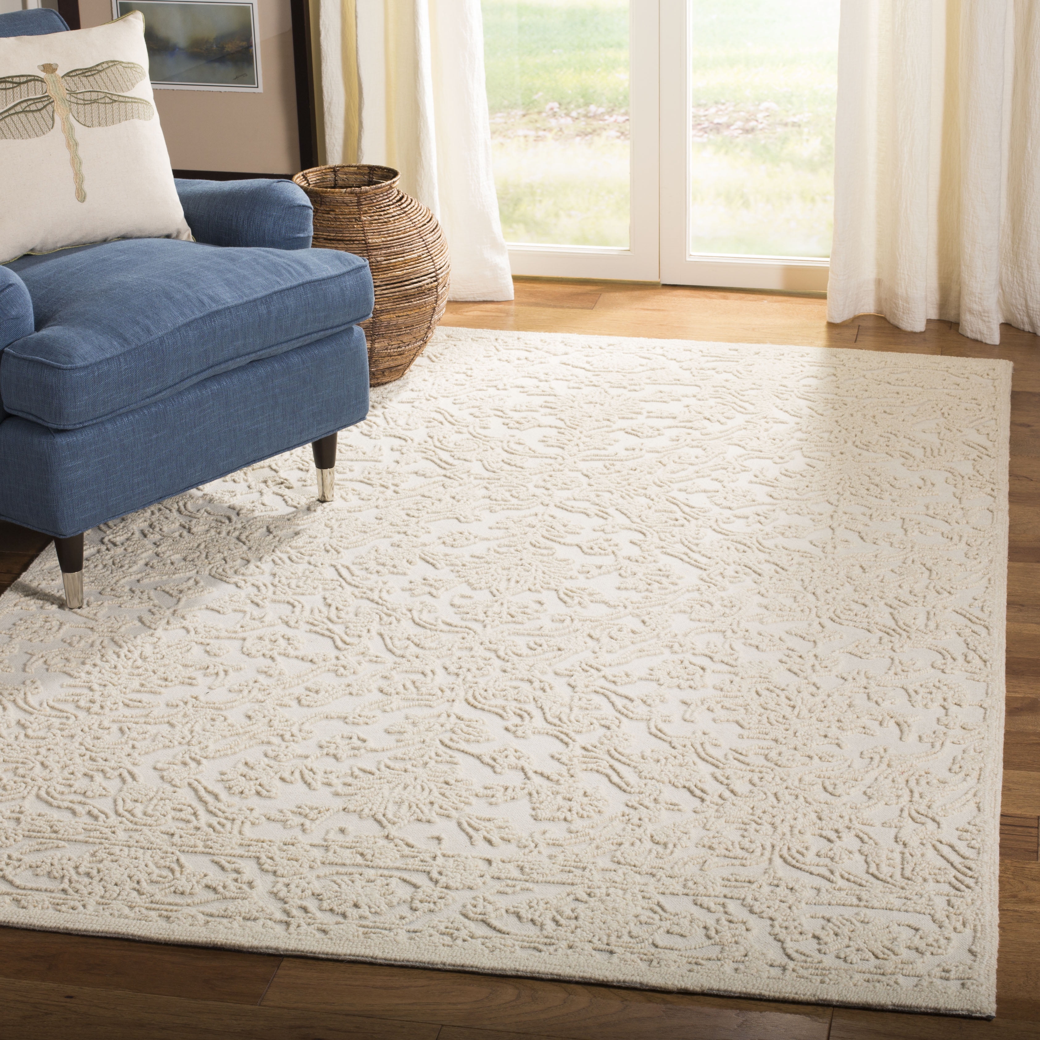 SAFAVIEH Trace Molly Solid Area Rug, Ivory, 6' x 9'