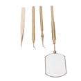 thumbnail image 4 of Kit de herramientas para el arte de las pestañas Espejo de inspección giratorio de acero inoxidable Pinzas de extensión Palillos de recogida Dorado, 4 of 10