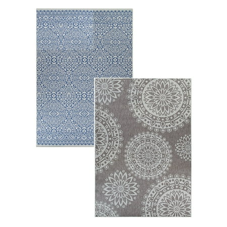 Couristan Outdurable Flower Festival Sea & Dune Indoor/Outdoor Runner Rug
