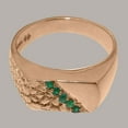 thumbnail image 5 of LBG British Made 18k Rose Gold Real Natural Emerald Mens band Ring - 33 size options - Size 8, 5 of 6