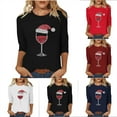 thumbnail image 5 of Fmbrln Christmas Shirts for Women Plus Size 3/4 Sleeve Crew Neck Christmas Wine Glass Print Tunic Tops Fashion Casual Loose Fit Holiday Party Blouse, 5 of 5