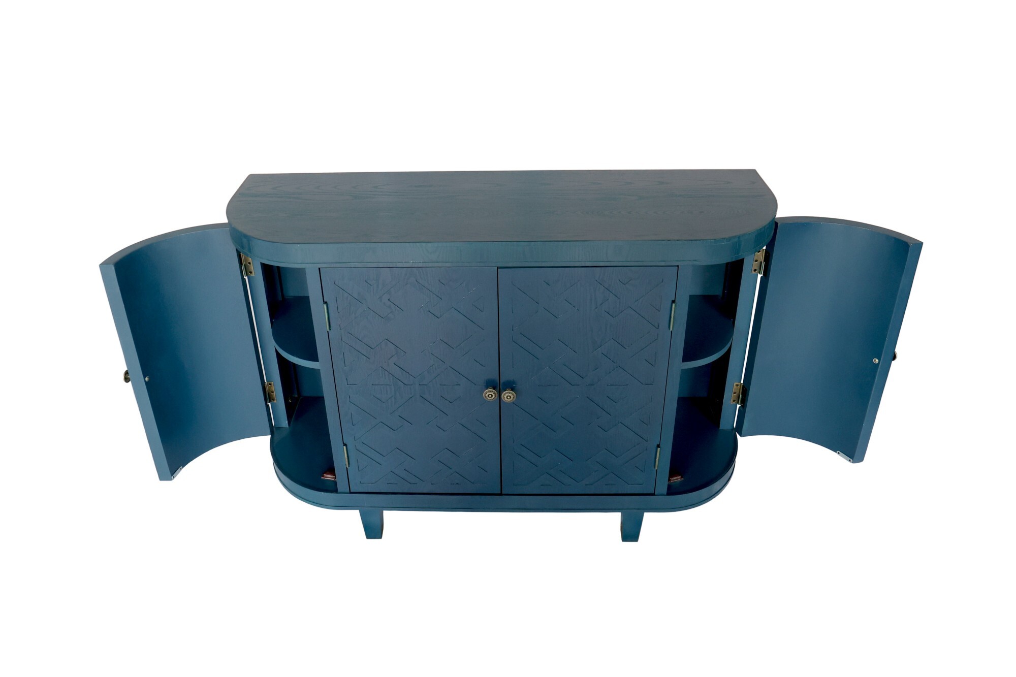 AENKYO Vintage Accent Cabinet with Carved Doors – Stylish Sideboard Buffet for Living Room & Entryway, Dark Blue