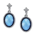 thumbnail image 2 of 1928 Jewelry Silver-Tone Sapphire Color Faceted Oval Stone Earrings, 2 of 4