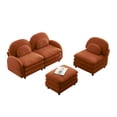 thumbnail image 6 of FFZ Teddy Cloud-Like 3-Seat Sofa with Ottoman for Home, Orange, 6 of 14