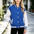 thumbnail image 2 of Lutiedan Kids Varsity Baseball Bomber Jacket Boys Girls Long Sleeve Button down Jackets Unisex School Uniform Jackets Size 1-15, 2 of 7