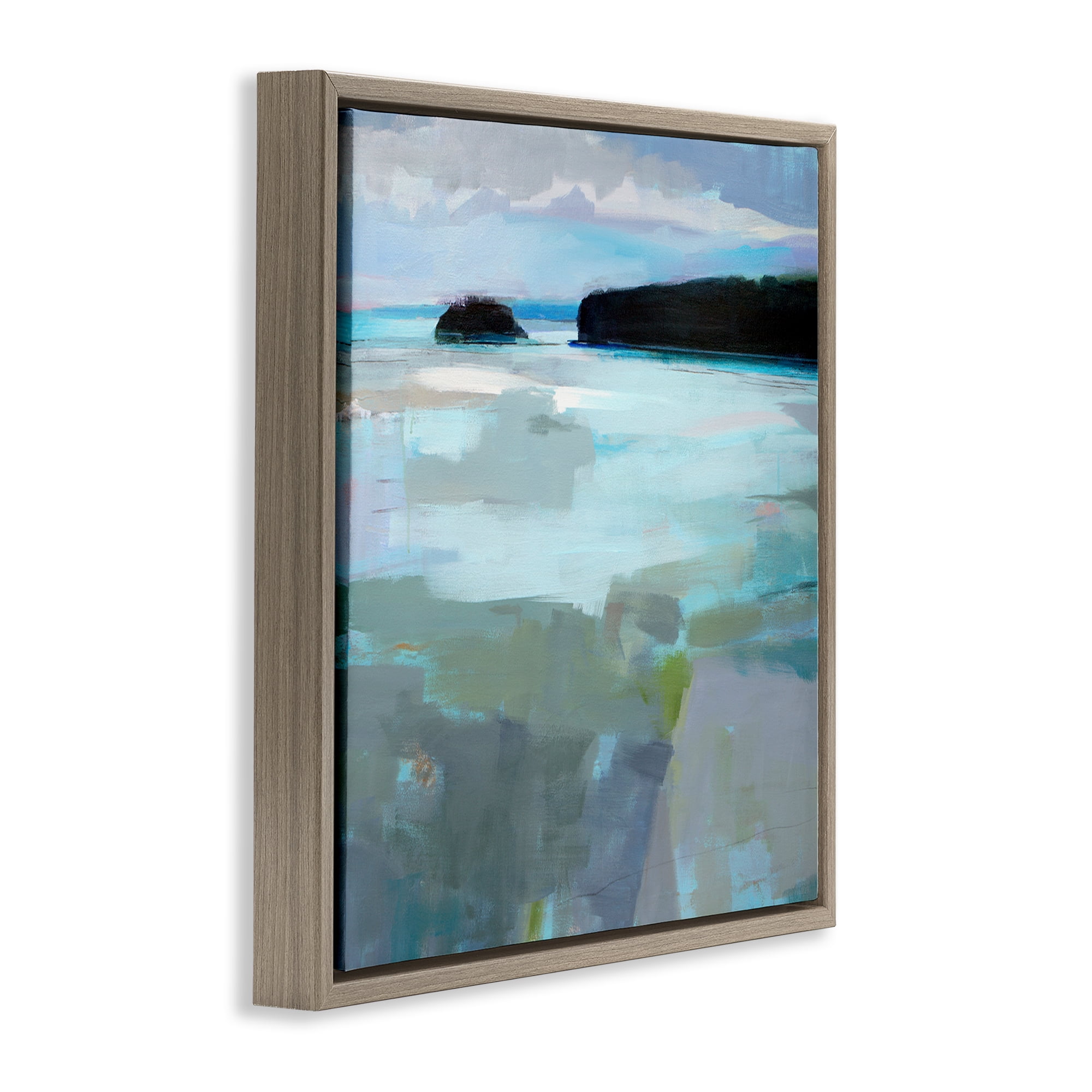 Stupell Industries Freeport Maine Abstraction Brown Framed Floater Canvas Wall Art, design by Kathleen Robbins