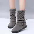 thumbnail image 4 of dmqupv Boots for Women Knee High Wide Calf Toe Keep Strap Flat Buckle Shoes Warm Color Round Boots Tan Wide Calf for Women Shoes Grey 8, 4 of 5