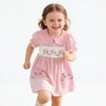 thumbnail image 7 of DHFJKG Girls Easter Dress Peter Pan Collar Cute Bunny Embroidery Casual Puff Short Sleeve Mini Dress For Baby Toddler 6M-4Y Stylish Dresses, 7 of 7