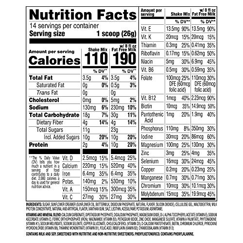 SlimFast Original Meal Replacement Shake Powder, French Vanilla, 12.83 oz, 14 servings - image 2 of 6
