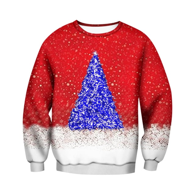 Ediodpoh T-Shirt de Sport à Col Rond pour Homme d'Hiver de Noël à Manches Courtes, Décontracté pour les Fêtes, T-Shirt de Sport à Col Rond, Chandail pour Homme Rouge_001 S