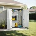 thumbnail image 2 of Macrout 4.3 x 2.5 ft Vertical Outdoor Plastic Storage Cabinet with Floor, Resin Garden Tool Shed, 2 of 9