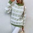 thumbnail image 1 of Qertyioot Hiver Mode Femmes Pull Imprimé de Noël, Manches Longues Col Rond Chaud Tendance en Vrac Tricoté Tops, 1 of 5