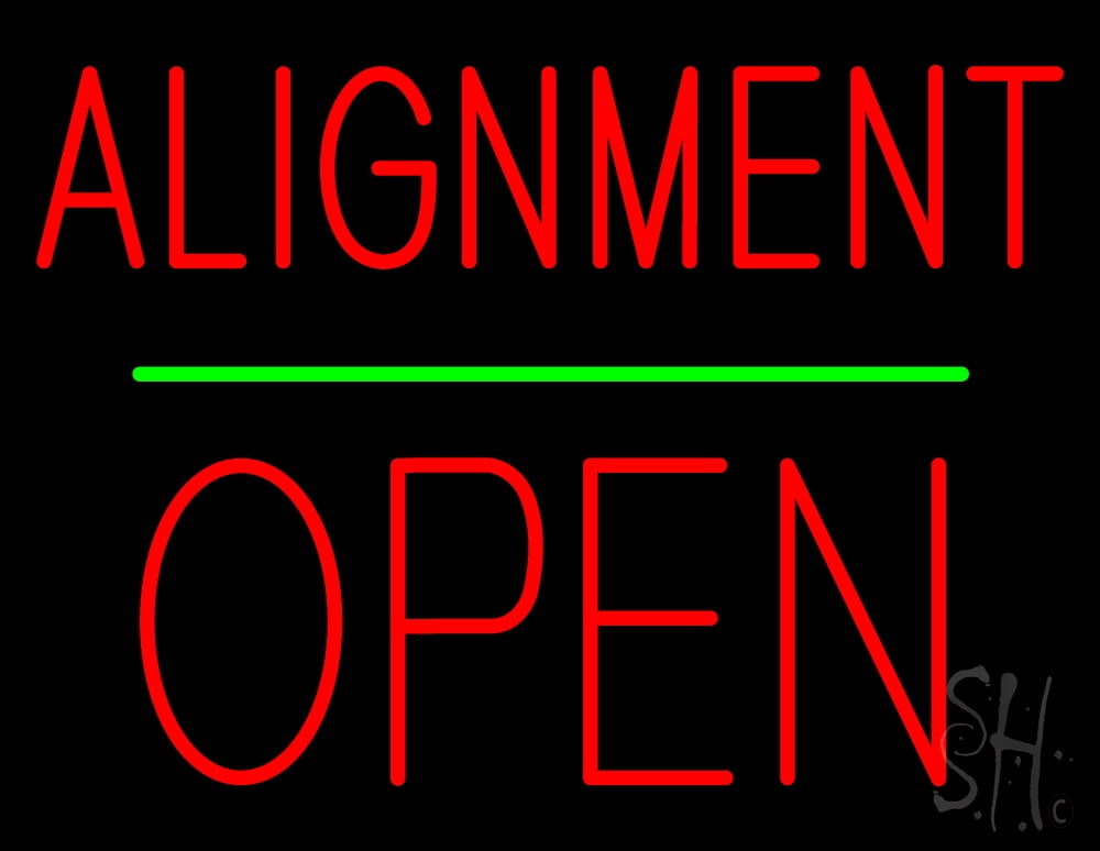 Alignment Open Block Green Line LED Neon Sign 24 x 31 - inches, Clear ...