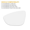 thumbnail image 2 of Left Side Car Door Wing Mirror Glass Replacement w/ Adhesive for Volkswagen Passat CC Eos, 2 of 6