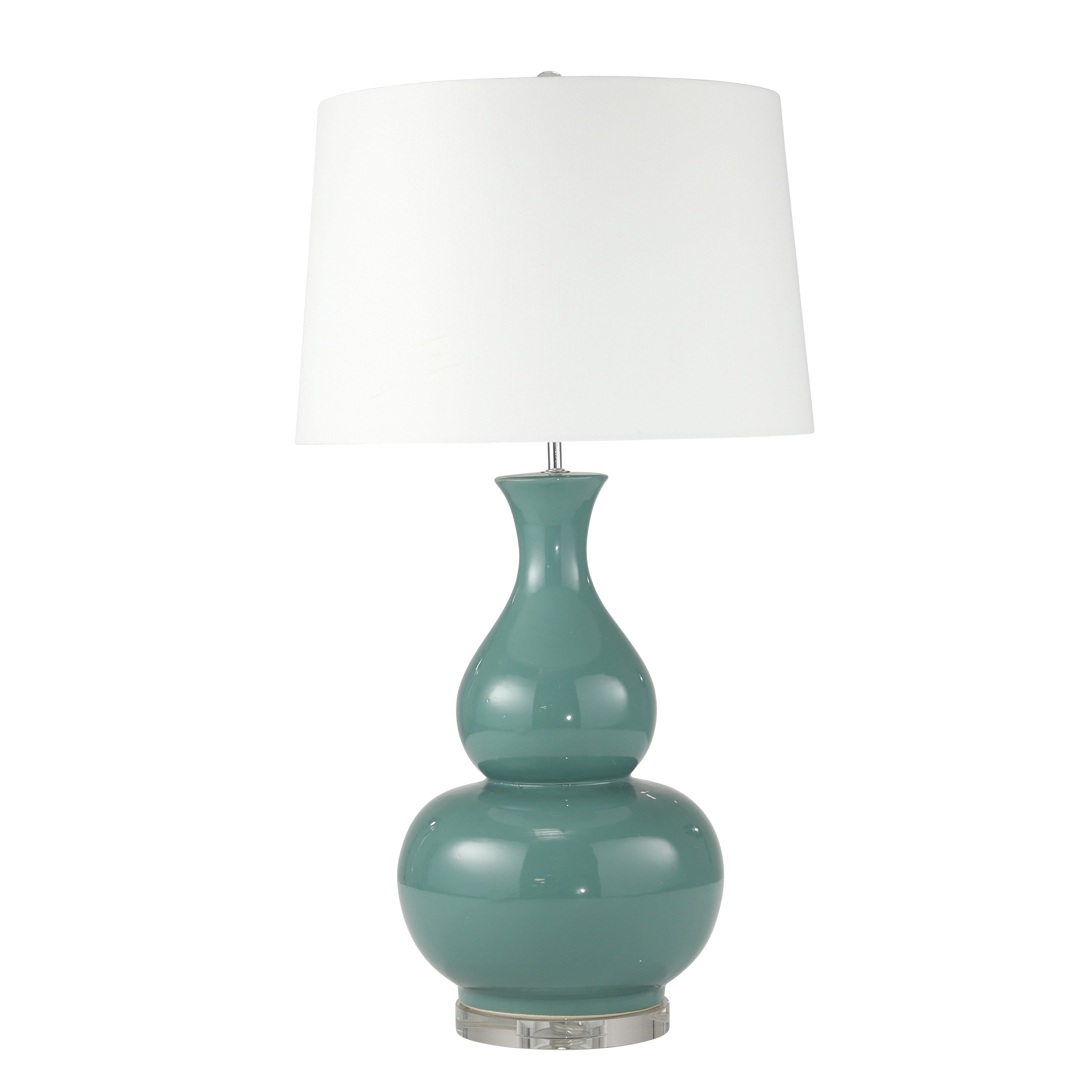 Contemporary Style Ceramic Table Lamp with Teardrop Gourd Base, Green
