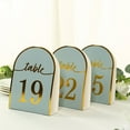 thumbnail image 5 of Efavormart 25 Pack Dusty Blue Arch Wedding Table Numbers with Metallic Gold Foil 1-25 Numbers Print, Free Standing Double Sided Paper Table Tent Sign Cards - 7", 5 of 5