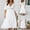 White, variant on AXXD Womens Tops Dressy Casual,Summer Sexy Solid Dress Hollow Chiffon Short Sleeve V-Neck Wedding Dress