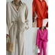 thumbnail image 5 of Conjunto de 2 piezas para mujer, estilo casual, manga larga, camisa con botones y pantalones largos con cordón, conjunto de blusa para vacaciones de verano, 5 of 5