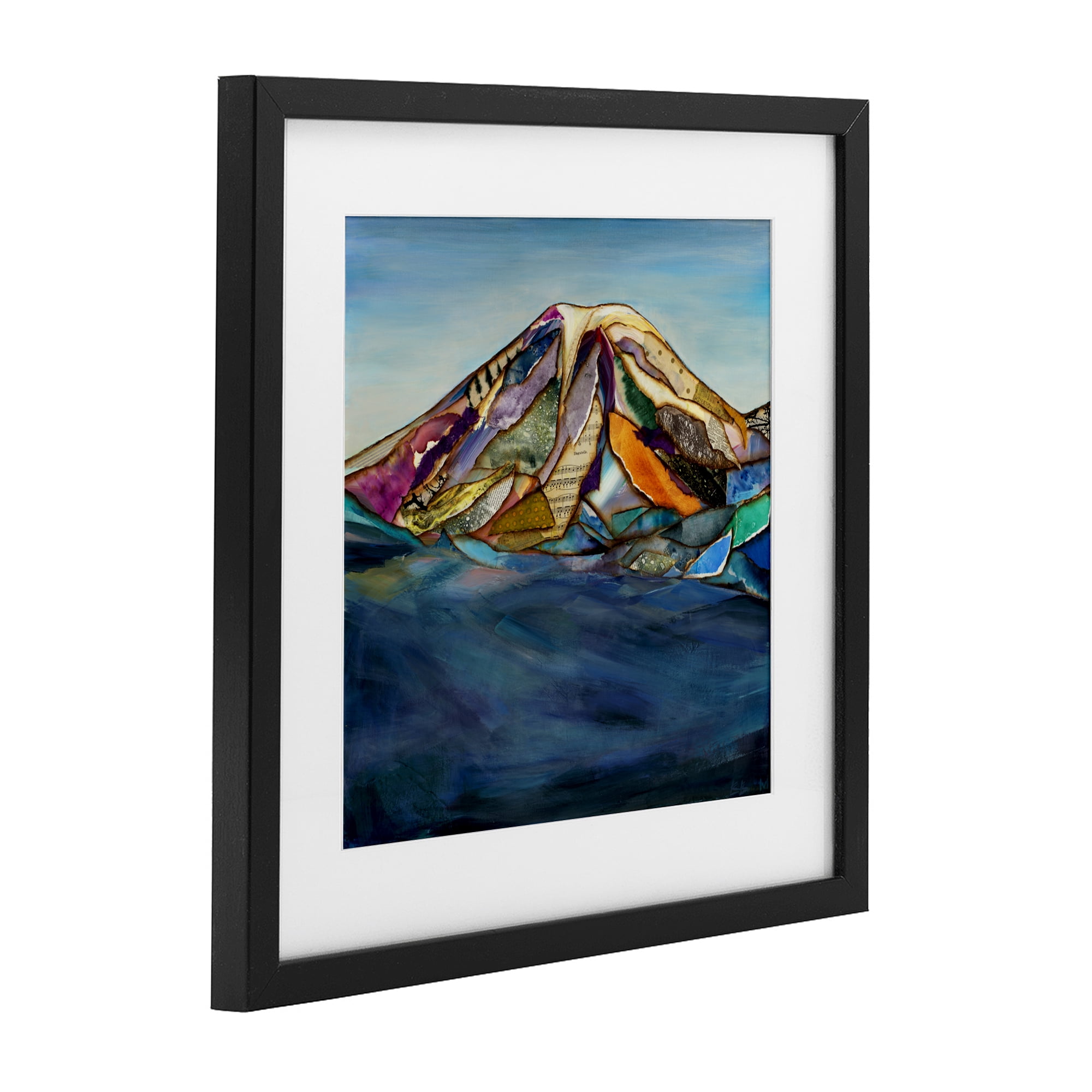 Stupell Industries Collaged Layers Mountain Black Framed Print Under Glass, design by Van Horne-Borcherding