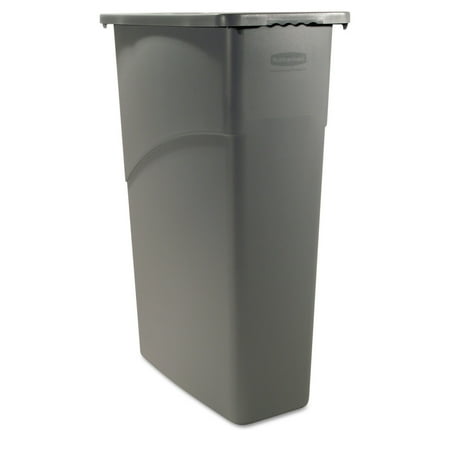 Rubbermaid Commercial Slim Jim Waste Container, Rectangular, Plastic, 23gal, Gray