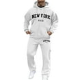 thumbnail image 2 of NEW YORK USA Men's Winter 2-Piece Sweatsuit, Zippered Sweatshirt Jacket and Jogger Pants, Casual Sports Set For Cold Weather Outdoor Wear,White,2XL, 2 of 4