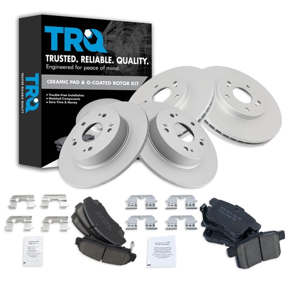 TRQ Front and Rear Brake Pad & Rotor Kit Brake Pads Brake Rotor Ceramic Premium G-Coated Fits Select 2009-2010 Acura TSX 2008-2010 Honda Accord