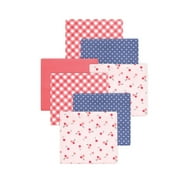 Little Treasure Hudson Baby Girls Cotton Poly Flannel Receiving Blankets 7-Pack, Pink Cherry Sweet, 30x30 inches