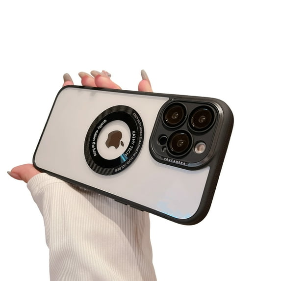 ELEHOLD for iPhone 12 Pro Max, Compatible with MagSafe Case,Slim Lightweight Anti-Scratch Shockproof Soft TPU Camera Lens Protector Acrylic Transparent Back Cover, black