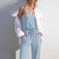 thumbnail image 5 of Frostluinai Jumpsuits for Women Summer Blouson Sleeveless Wide Leg Rompers Long Pants Beach Vacation Cruise One Piece Outfits with Pocket, 5 of 8