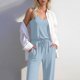 thumbnail image 3 of Pantalones Casuales para Mujeres de Verano sin Mangas Pantalones Largos Sudadera con Cuello en V Y Bolsillo, Sudaderas Casuales para Mujeres de Verano para Diario Y Fiesta, 3 of 7